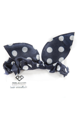 ALYSSA HAIR ELASTIC-Navy-White Spots