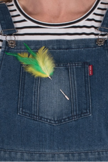 OLLY FEATHER PIN- Green and Gold OLLY FEATHER PIN- Green and Gold