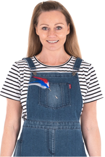 OLLY FEATHER PIN-Blue, Red and White OLLY FEATHER PIN-Blue, Red and White