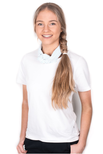 PERLAH BANDANNA - White & Turquoise Spot