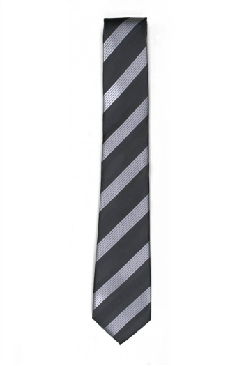 PARIS REG TIE-Black Grey Stripe
