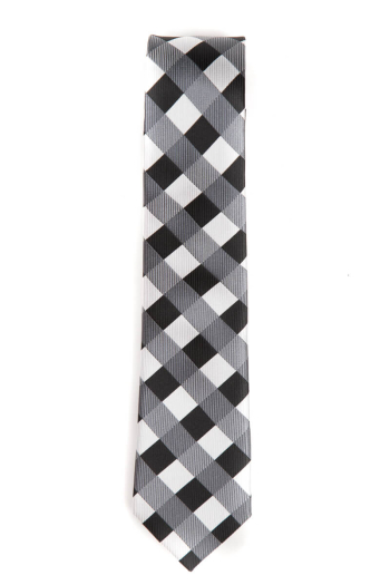 PARIS REG TIE-Black-White-Grey Large Check