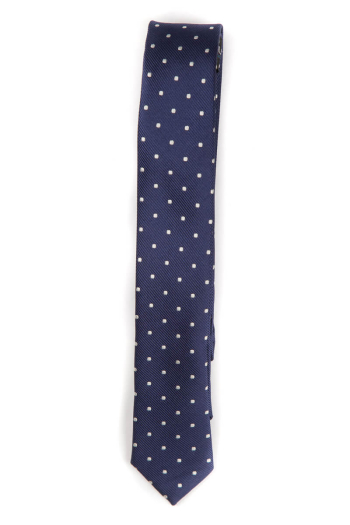 PARIS SKINNY TIE-Navy Pin Spot