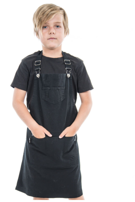 KIDS BAILEY BIB APRON-Jet Black Denim KIDS BAILEY BIB APRON-Jet Black Denim