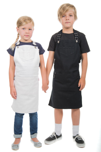 KIDS BAILEY BIB APRON-White Denim 