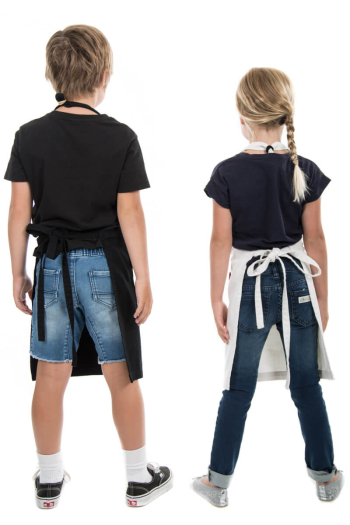 KIDS BAILEY BIB APRON-White Denim 