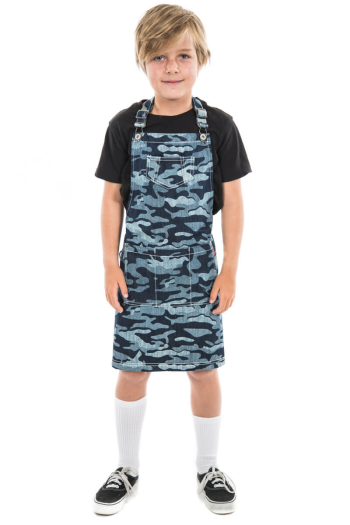 KIDS BAILEY BIB APRON-Camouflage Denim KIDS BAILEY BIB APRON-Camouflage Denim