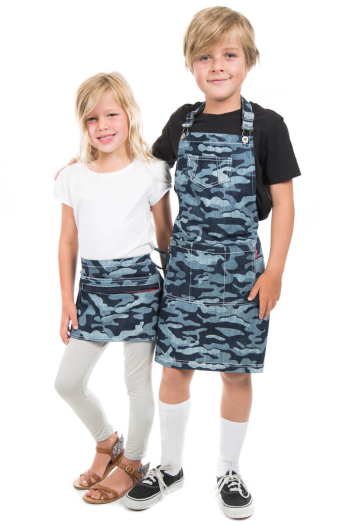 KIDS BAILEY BIB APRON-Camouflage Denim KIDS BAILEY BIB APRON-Camouflage Denim