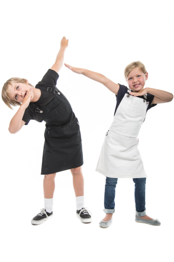 KIDS BAILEY BIB APRON-White Denim 