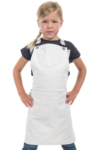 KIDS BAILEY BIB APRON-White Denim 