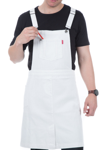 DAKOTA BIB APRON-White Denim 