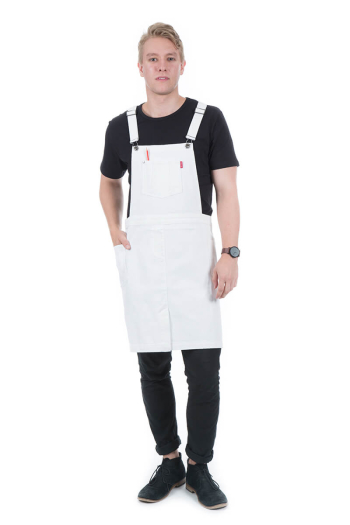 DAKOTA BIB APRON-White Denim 
