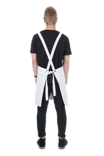 DAKOTA BIB APRON-White Denim 
