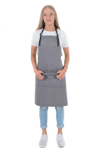 HARPER BIB APRON-Mid Charcoal Denim 