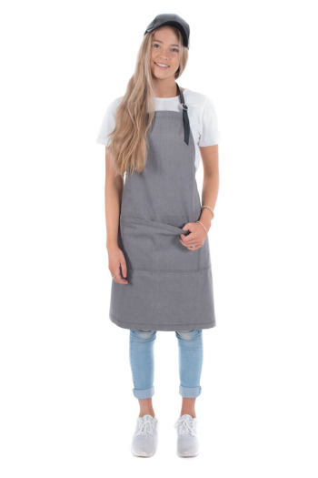 HARPER BIB APRON-Mid Charcoal Denim 