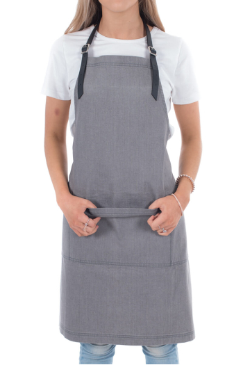 HARPER BIB APRON-Mid Charcoal Denim 