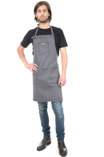 JIMMY BIB APRON-Charcoal Denim