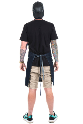 REED BIB APRON-Stripe Denim
