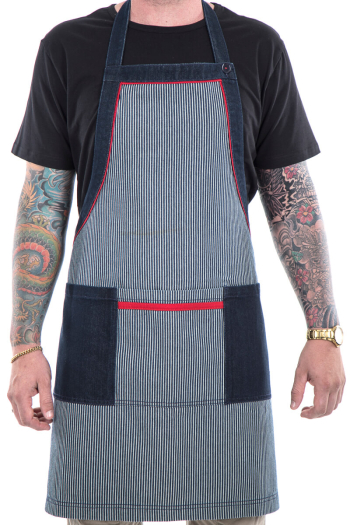 REED BIB APRON-Stripe Denim