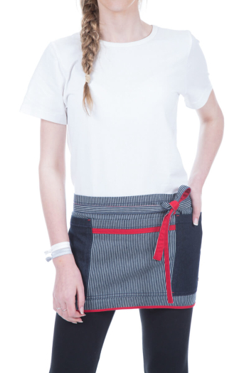 REED TOOLBELT-Striped Navy Denim with Red Trim