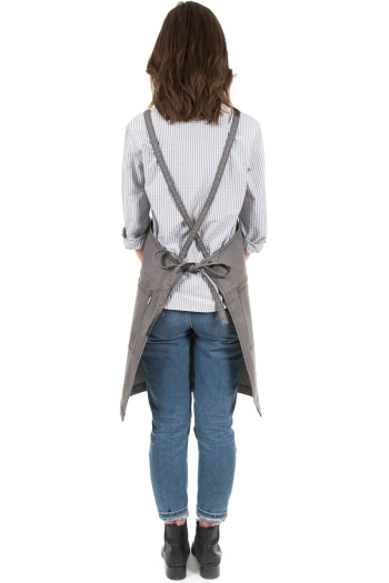 WESTY BIB APRON- Pewter Denim