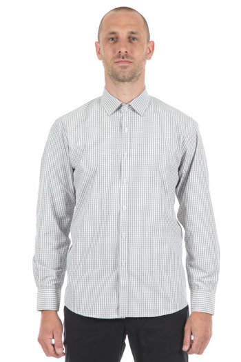 MEN'S JESSIE SHIRT- Grey & White Gingham Check