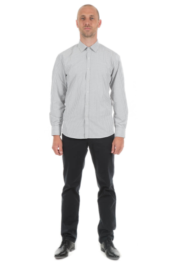 MEN'S JESSIE SHIRT- Grey & White Gingham Check MEN'S JESSIE SHIRT- Grey & White Gingham Check