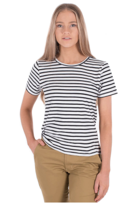 WOMAN'S RIVER T-SHIRT- Black and White Stripe