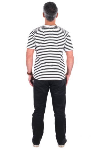 MEN'S RIVER T-SHIRT- Black and White Stripes