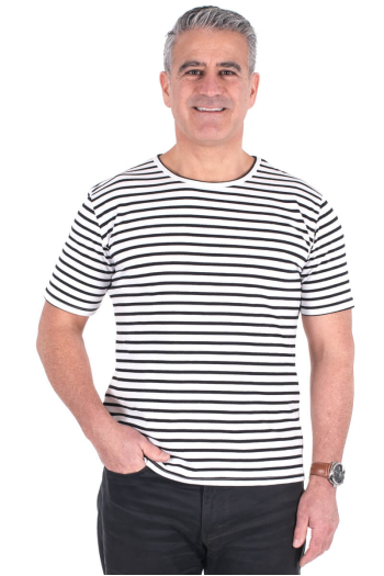 MEN'S RIVER T-SHIRT- Black and White Stripes