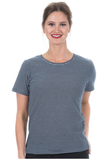 WOMAN'S DEVLIN T-SHIRT- Navy and White Stripe