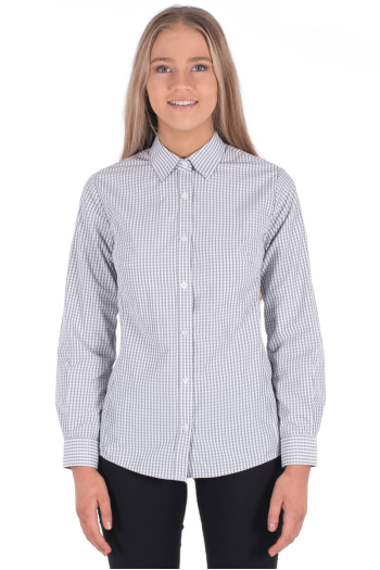 WOMAN'S JESSIE SHIRT-Light Grey & White Gingham Check