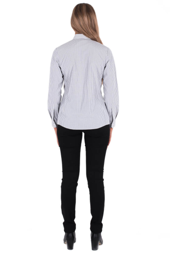 WOMAN'S JESSIE SHIRT-Light Grey & White Gingham Check WOMAN'S JESSIE SHIRT-Light Grey & White Gingham Check